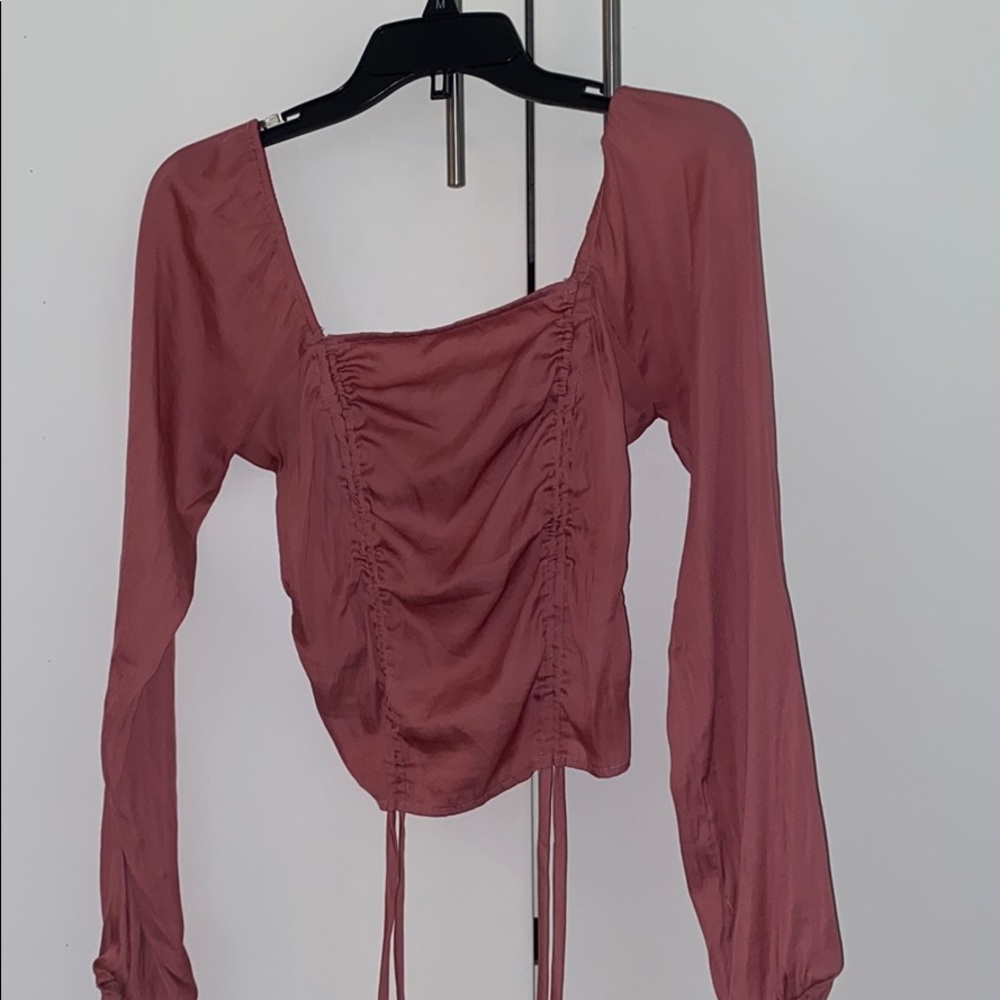 PACSUN ruched pink satin top